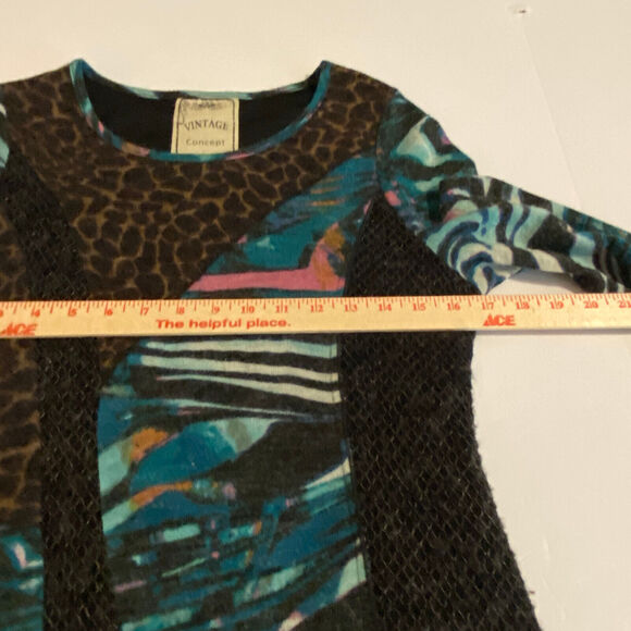 Vintage Concept Sweater Dress Sz M Art to Wear Lagenlook Y2K Animal Print - Picture 7 of 9